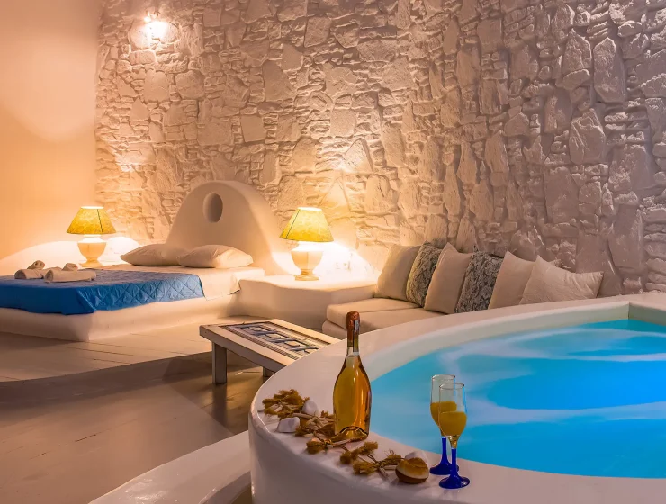 1.Villa Boufla Jacuzzi Luxury Suite with Spa Bath mykonos rocky villas